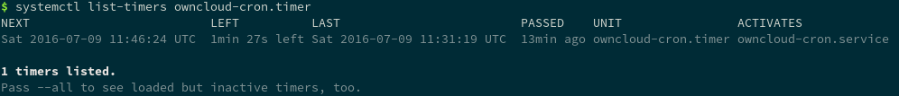 systemd list-timers output